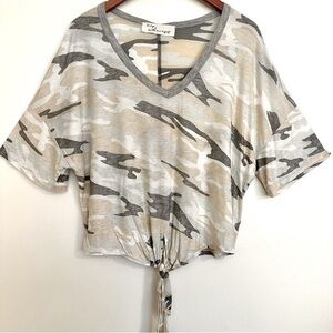 Vintage Havana Neutral Camo Top with Front Tie Size Medium